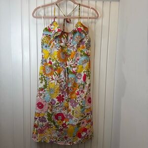 Liberty of London for Target Retro 70’s Floral Print Ruffle Trim Halter Neck Sm
